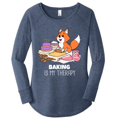 Cute Baking Is My Therapy Dough Confectioner Fox Icing Foxes Gift Women's Perfect Tri Tunic Long Sleeve Shirt