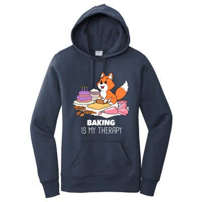 Cute Baking Is My Therapy Dough Confectioner Fox Icing Foxes Gift Women's Pullover Hoodie