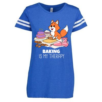 Cute Baking Is My Therapy Dough Confectioner Fox Icing Foxes Gift Enza Ladies Jersey Football T-Shirt