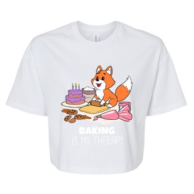 Cute Baking Is My Therapy Dough Confectioner Fox Icing Foxes Gift Bella+Canvas Jersey Crop Tee