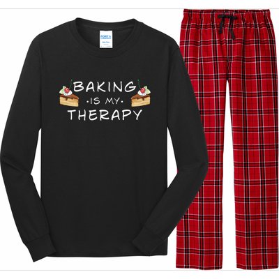 Cute Baking Is My Therapy Great Gift Long Sleeve Pajama Set