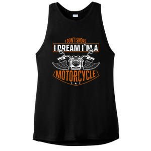 Classic Biker I Dont Snore I Dream Im A Motorcycle Ladies PosiCharge Tri-Blend Wicking Tank