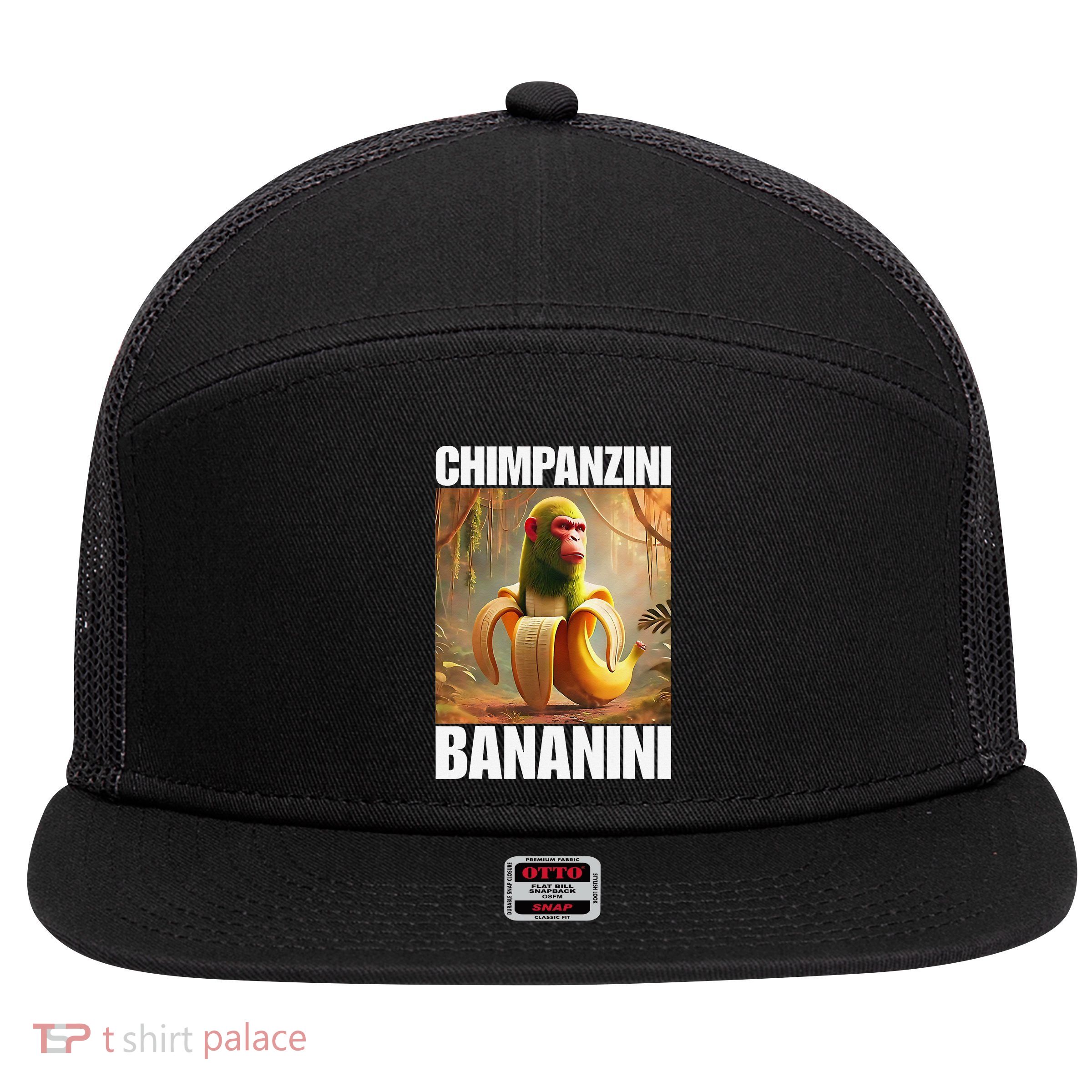 Chimpanzini Bananini - Italian Brainrot Meme Gift 7 Panel Mesh Trucker Snapback Hat