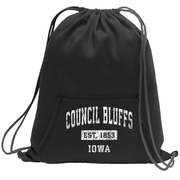 Council Bluffs Iowa Ia Vintage Established Sports Sweatshirt Cinch Pack Bag