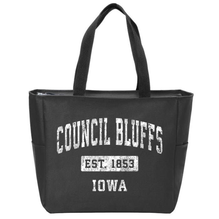 Council Bluffs Iowa Ia Vintage Established Sports Zip Tote Bag