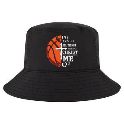 Christian Basketball I Can Do All Things Through Christ Cool Comfort Performance Bucket Hat