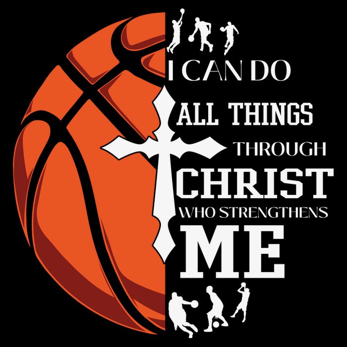 Christian Basketball I Can Do All Things Through Christ Drawstring Bag
