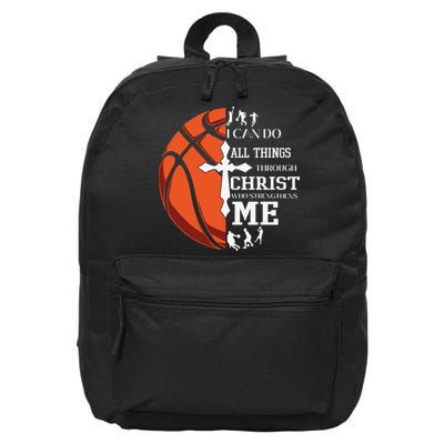 Christian Basketball I Can Do All Things Through Christ 16 in Basic Backpack