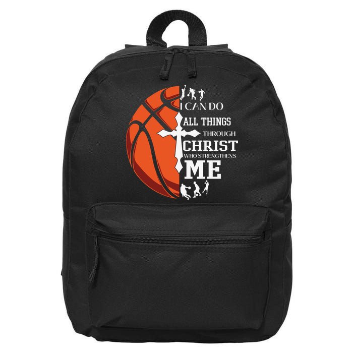 Christian Basketball I Can Do All Things Through Christ 16 in Basic Backpack
