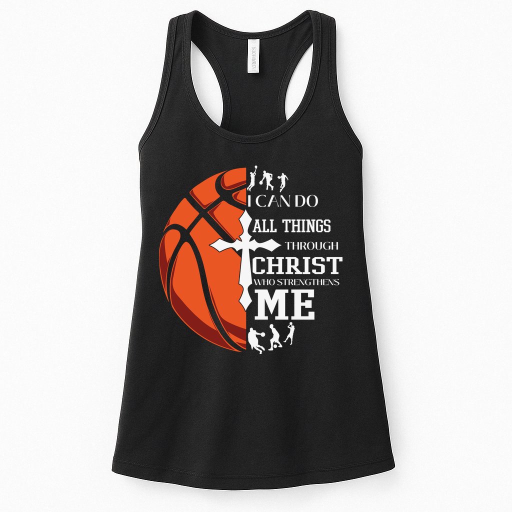 Christian Basketball I Can Do All Things Through Christ Womens Tank Top