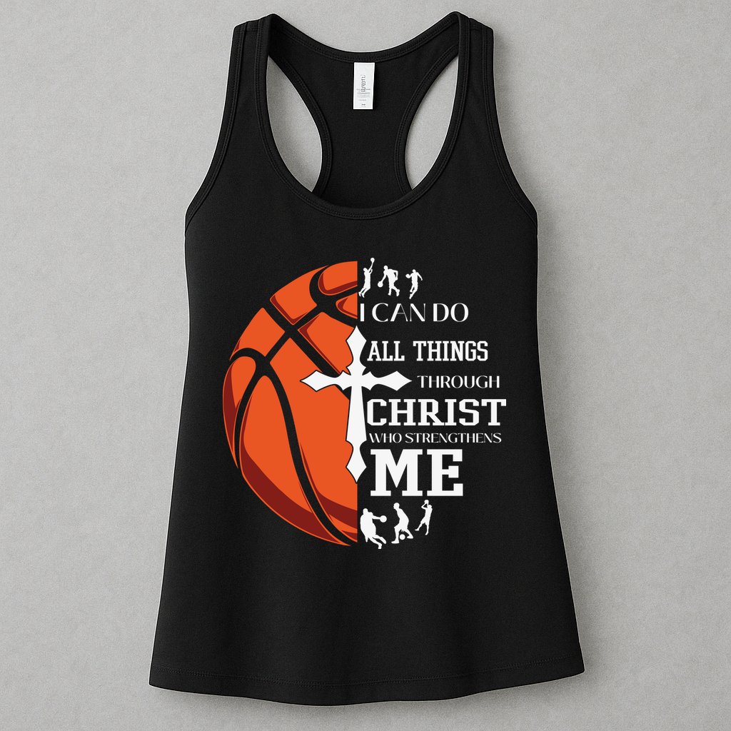 Christian Basketball I Can Do All Things Through Christ Womens Tank Top