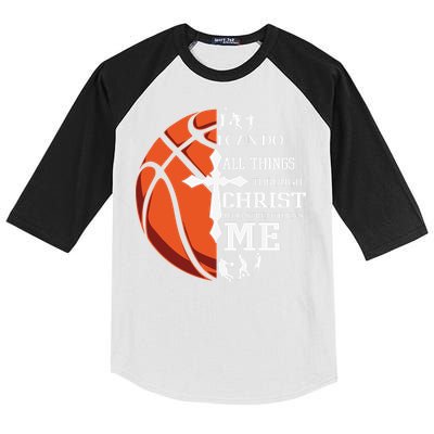 Christian Basketball I Can Do All Things Through Christ Kids Colorblock Raglan Jersey