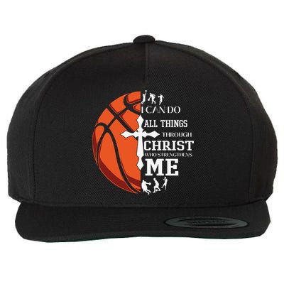 Christian Basketball I Can Do All Things Through Christ Wool Snapback Cap
