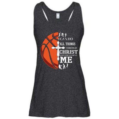 Christian Basketball I Can Do All Things Through Christ Ladies Essential Flowy Tank