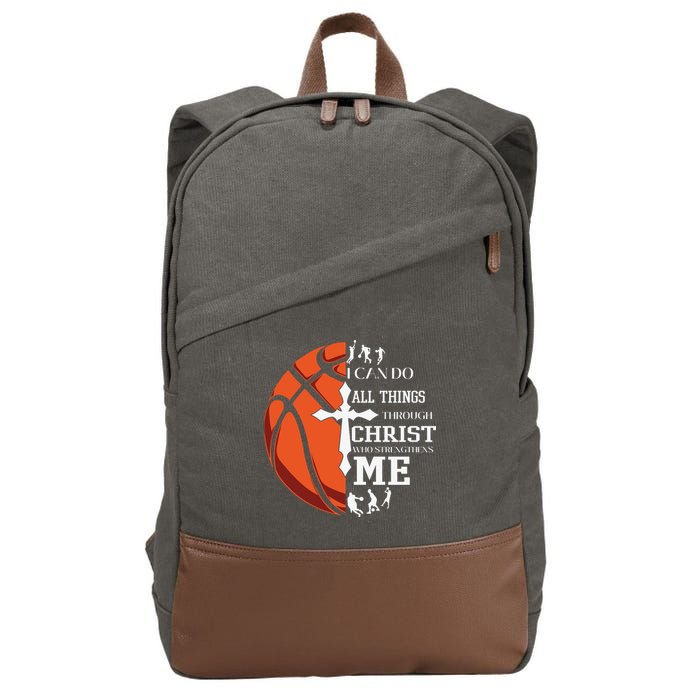 Christian Basketball I Can Do All Things Through Christ Cotton Canvas Backpack
