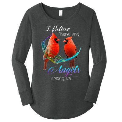 Cardinal Bird I Believe There Are Angels Among Us Women's Perfect Tri Tunic Long Sleeve Shirt