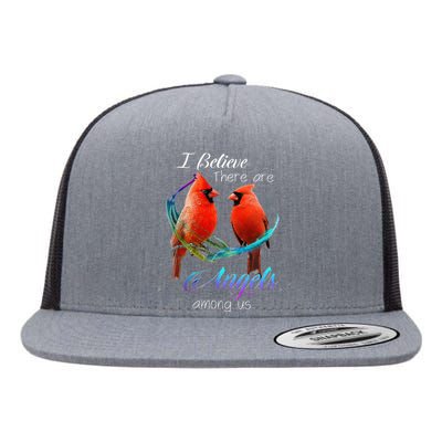 Cardinal Bird I Believe There Are Angels Among Us Flat Bill Trucker Hat