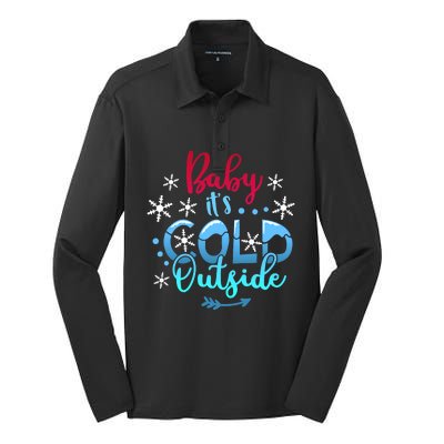 Christmas Baby ItS Cold Outside Silk Touch Performance Long Sleeve Polo