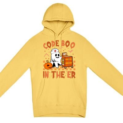 Code Boo In The Er Nurse Halloween Ghost Nurse Emergency Meaningful Gift Premium Pullover Hoodie