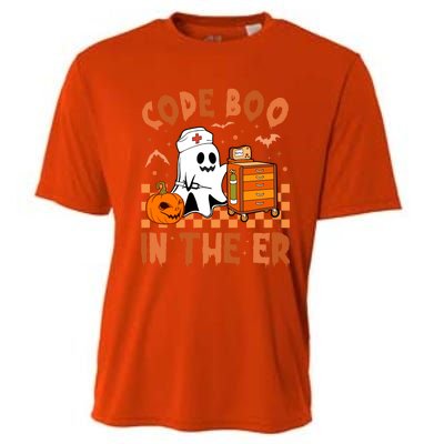 Code Boo In The Er Nurse Halloween Ghost Nurse Emergency Meaningful Gift Cooling Performance Crew T-Shirt