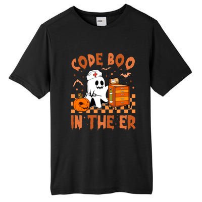 Code Boo In The Er Nurse Halloween Ghost Nurse Emergency Meaningful Gift Tall Fusion ChromaSoft Performance T-Shirt