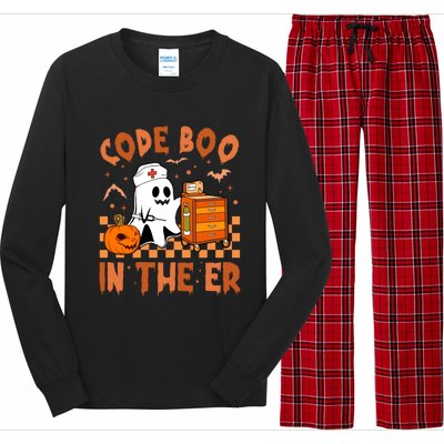 Code Boo In The Er Nurse Halloween Ghost Nurse Emergency Meaningful Gift Long Sleeve Pajama Set