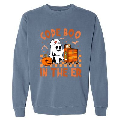 Code Boo In The Er Nurse Halloween Ghost Nurse Emergency Meaningful Gift Garment-Dyed Sweatshirt