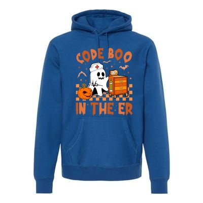 Code Boo In The Er Nurse Halloween Ghost Nurse Emergency Meaningful Gift Premium Hoodie