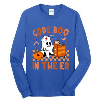 Code Boo In The Er Nurse Halloween Ghost Nurse Emergency Meaningful Gift Tall Long Sleeve T-Shirt