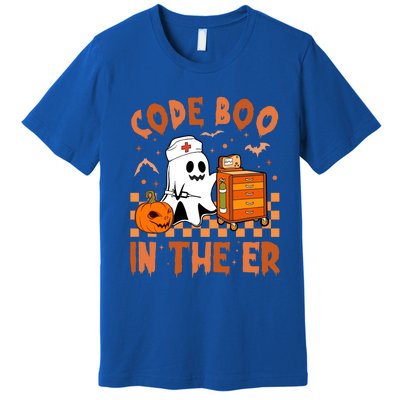 Code Boo In The Er Nurse Halloween Ghost Nurse Emergency Meaningful Gift Premium T-Shirt