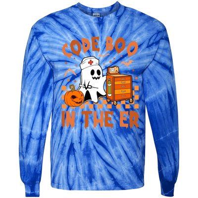 Code Boo In The Er Nurse Halloween Ghost Nurse Emergency Meaningful Gift Tie-Dye Long Sleeve Shirt