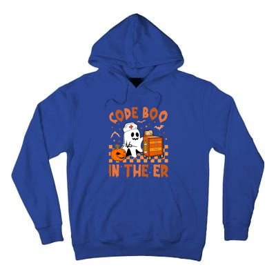 Code Boo In The Er Nurse Halloween Ghost Nurse Emergency Meaningful Gift Tall Hoodie