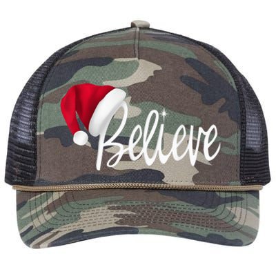 Christmas - Believe in Santa Claus Shirt Shirt Retro Rope Trucker Hat Cap