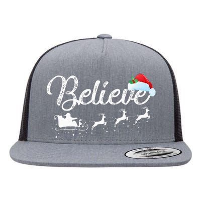 Christmas Believe in Santa Claus Flat Bill Trucker Hat