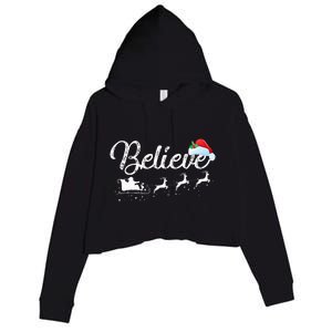 Christmas Believe in Santa Claus Crop Fleece Hoodie