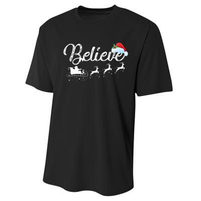 Christmas Believe in Santa Claus Performance Sprint T-Shirt