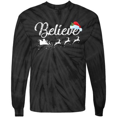 Christmas Believe in Santa Claus Tie-Dye Long Sleeve Shirt