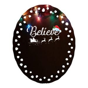 Christmas Believe in Santa Claus Ceramic Oval Ornament