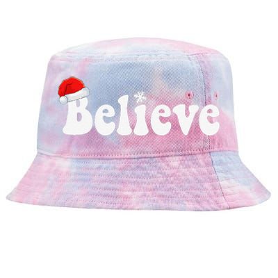 Christmas Believe In Santa Claus Family Retro Xmas Funny Tie-Dyed Bucket Hat