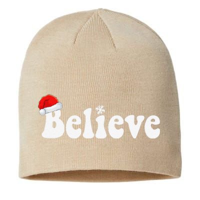 Christmas Believe In Santa Claus Family Retro Xmas Funny Sustainable Beanie