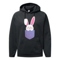 Cute Bunny In Pocket Funny Easter Bunny In Pocket Performance Fleece Hoodie