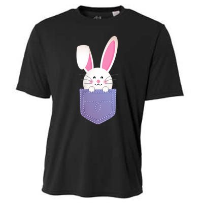 Cute Bunny In Pocket Funny Easter Bunny In Pocket Cooling Performance Crew T-Shirt