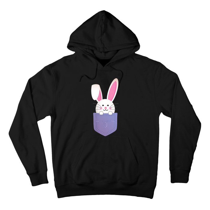 Cute Bunny In Pocket Funny Easter Bunny In Pocket Hoodie