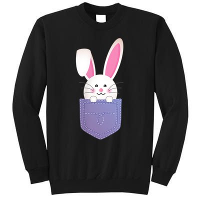 Cute Bunny In Pocket Funny Easter Bunny In Pocket Sweatshirt