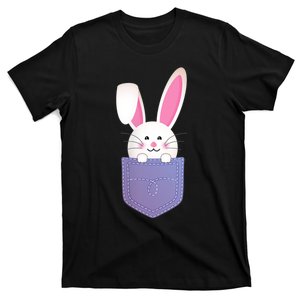 Cute Bunny In Pocket Funny Easter Bunny In Pocket T-Shirt