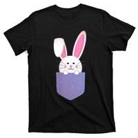 Cute Bunny In Pocket Funny Easter Bunny In Pocket T-Shirt