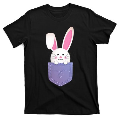 Cute Bunny In Pocket Funny Easter Bunny In Pocket T-Shirt