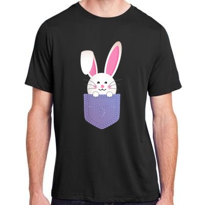 Cute Bunny In Pocket Funny Easter Bunny In Pocket Adult ChromaSoft Performance T-Shirt