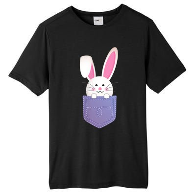 Cute Bunny In Pocket Funny Easter Bunny In Pocket Tall Fusion ChromaSoft Performance T-Shirt