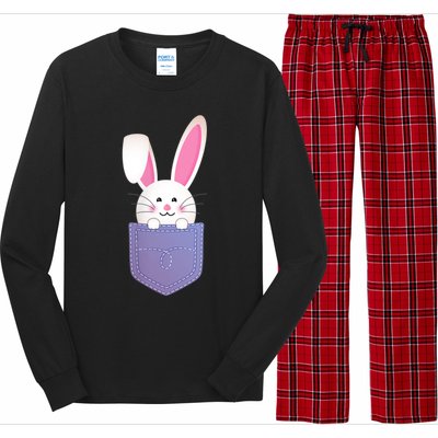 Cute Bunny In Pocket Funny Easter Bunny In Pocket Long Sleeve Pajama Set